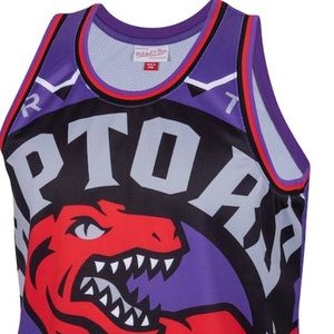 Men's Toronto Raptors Mitchell & Ness Purple Hardwood Classics Big Face Jersey